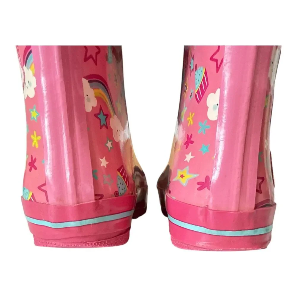 TROLLS RAIN BOOTS Poppy Troll Rainboots Girls Kids Size 12 Pink Pull On Handles
